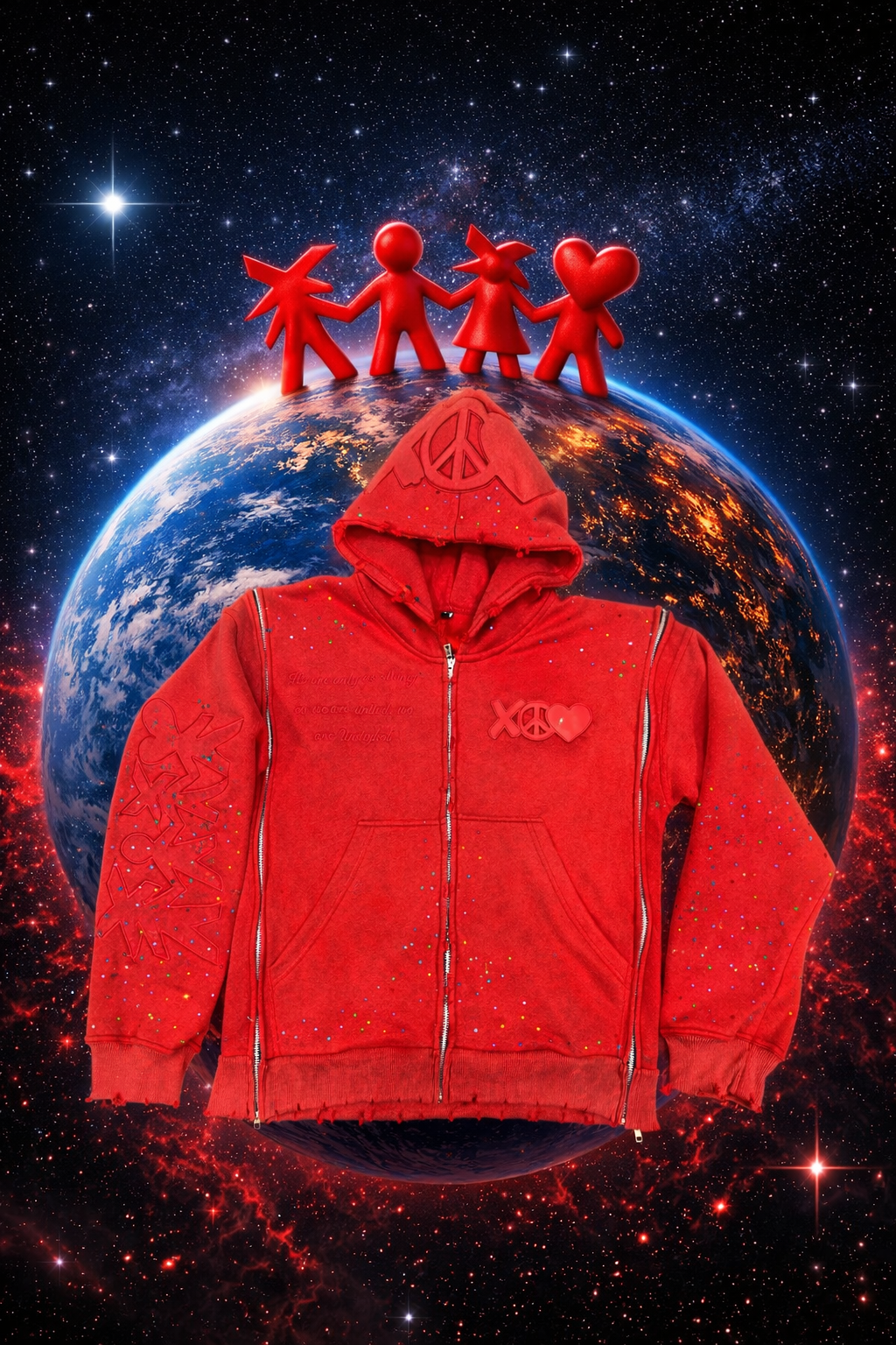 Paint the planet zip-up Red