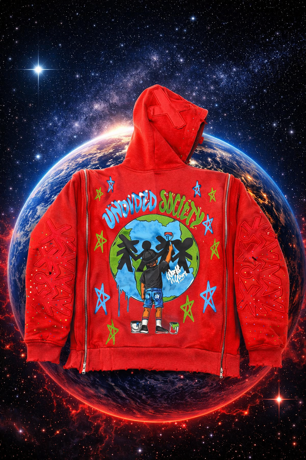 Paint the planet zip-up Red