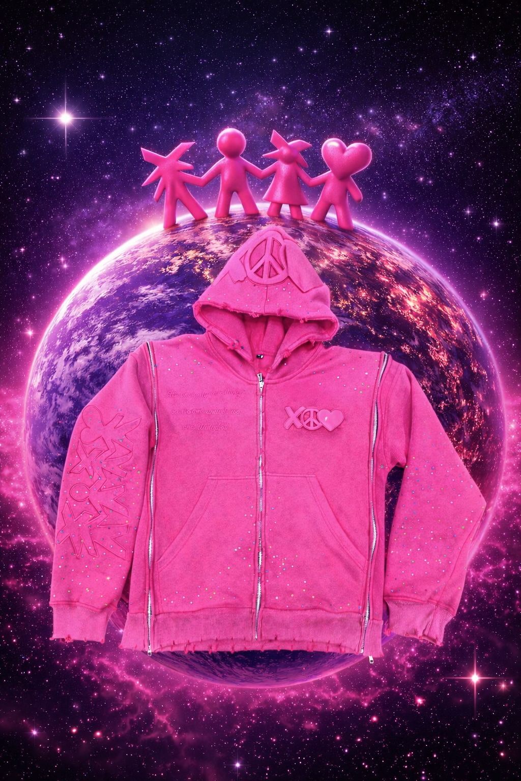 Paint the planet zip-up Pink