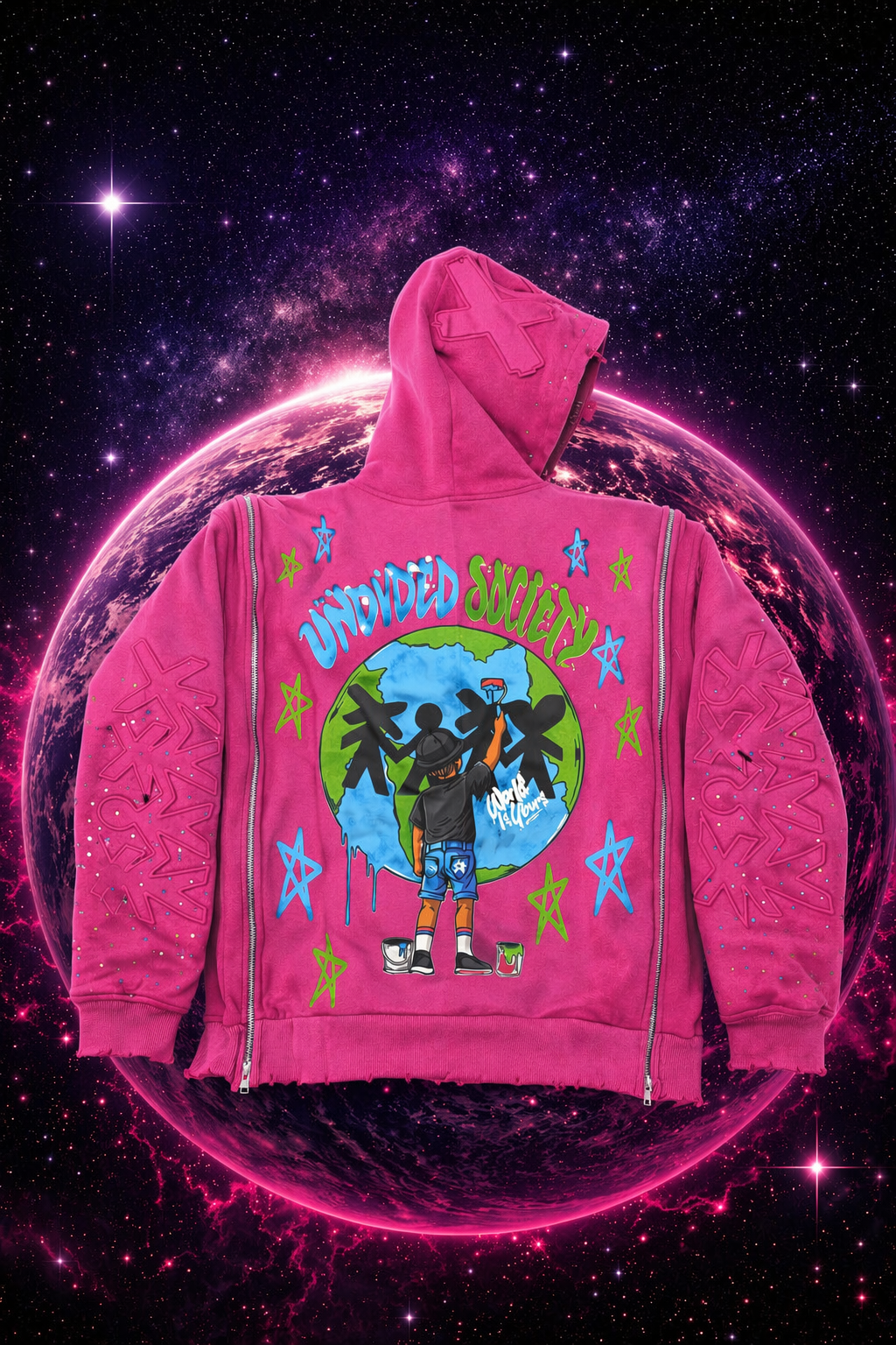 Paint the planet zip-up Pink