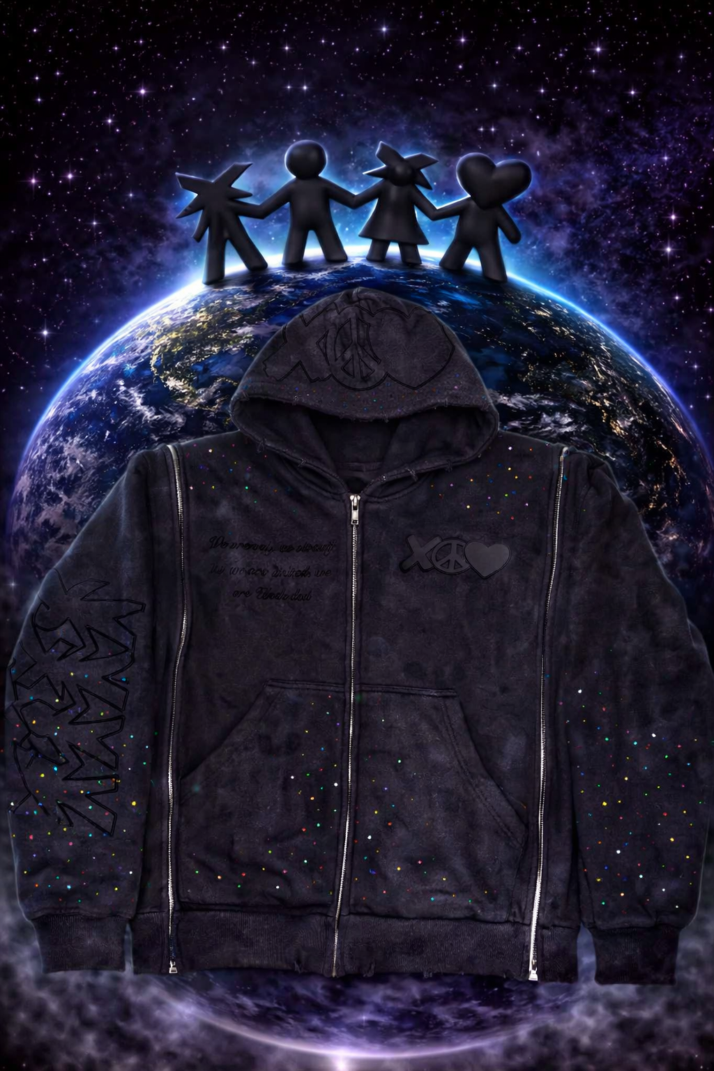 Paint the Planet Zip-Up black