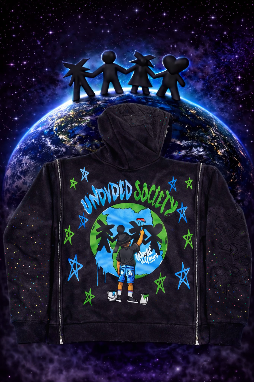 Paint the Planet Zip-Up black